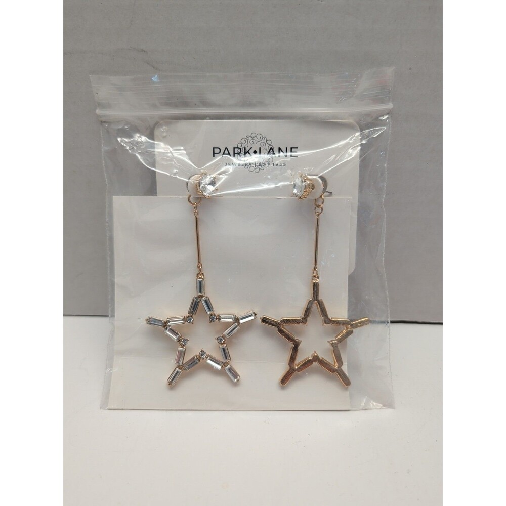 Park Lane Twinkle Star Drop Earrings Gold Tone Rhinestone Stud Dangle Jewelry